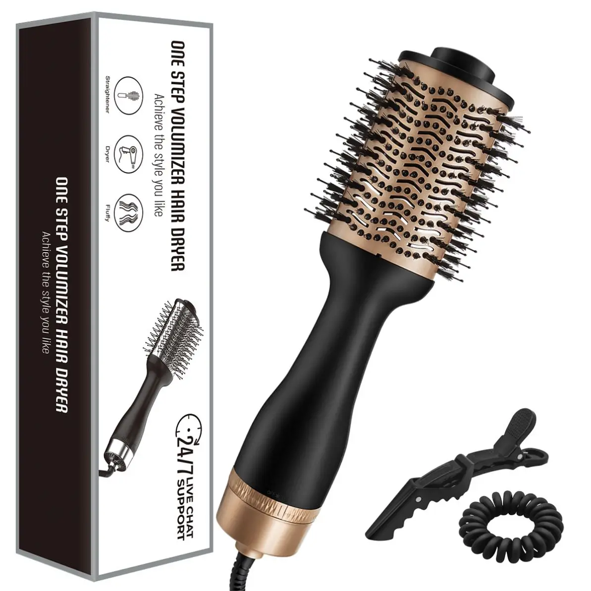 

2022 Professional 5 In 1 Hair Dryer & Volumizing Brush 1200W One Step Hair Dryer And Styler Electric Hot Air Brush, Gold/oem color