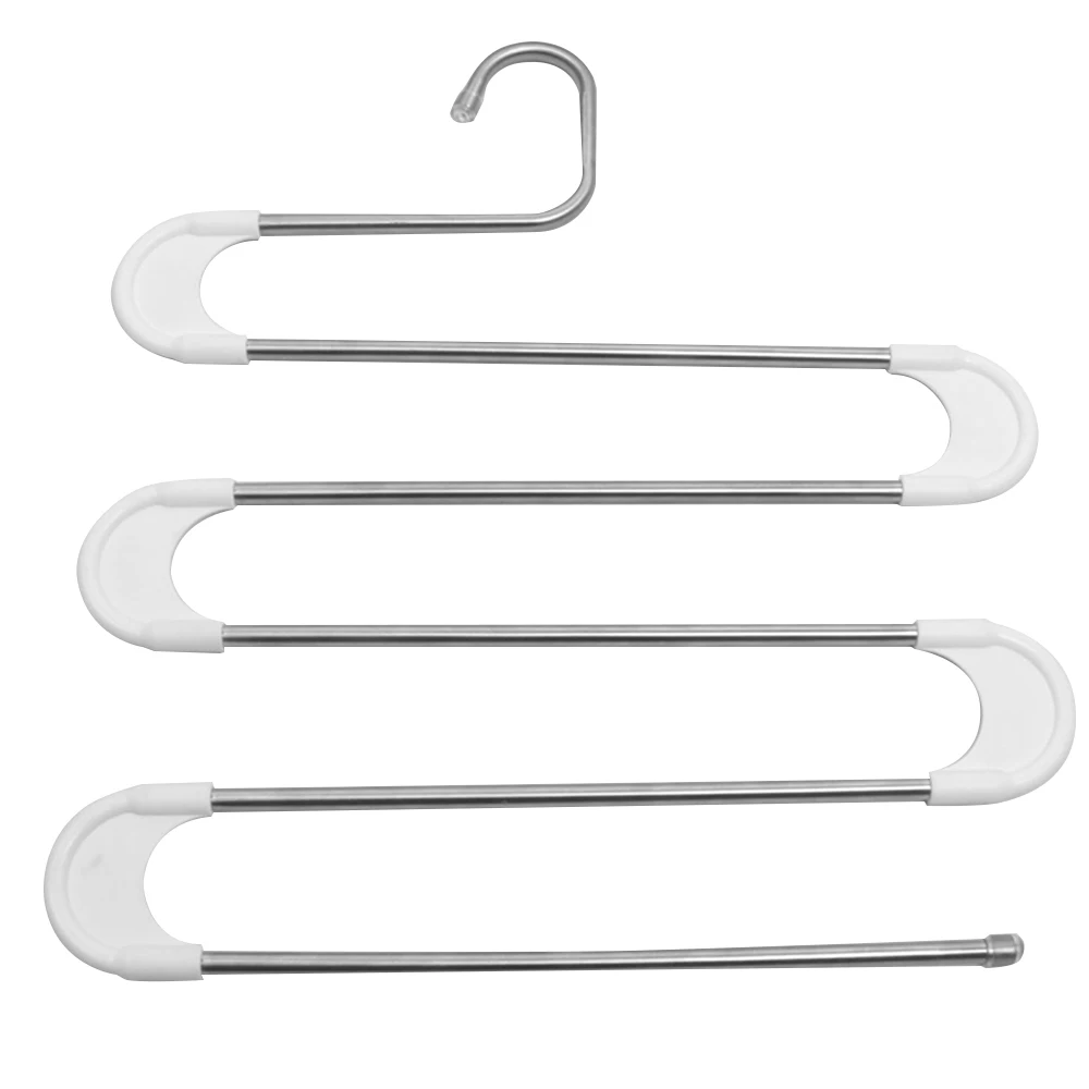 

S Shape Hanger 5 Layers Stainless Steel S Hangers Closet Space Saver, As pictures