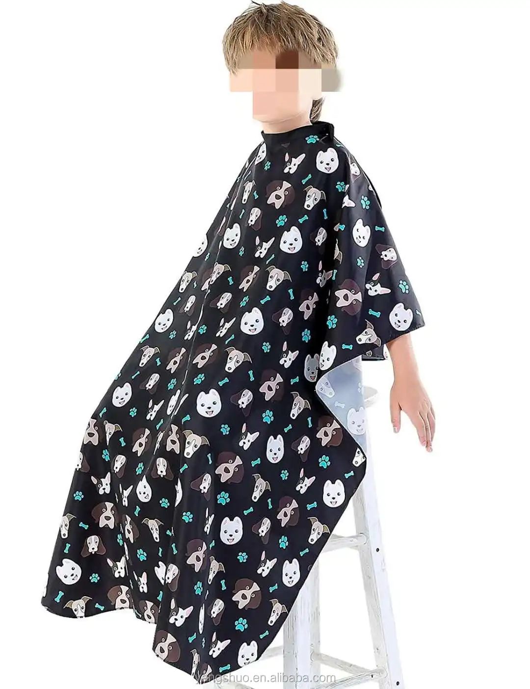 

Kids Haircut Cape Waterproof Barber Hairdressing Cape Salon Home Hair cutting Styling for Children kids, Black
