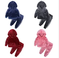 

Manufacturer Wholesale Cheap RTS Children Sports Clothing Full Sleeve Boys Velvet Sweatsuit Winter Custom Blank Kids Tracksuit