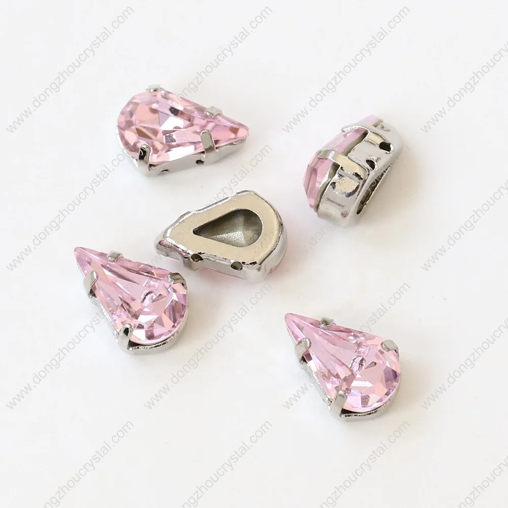 

china wholesale Metal Claw Setting with loose rhinestone 8*13 mm Drop crystal beads for Jewelry Making