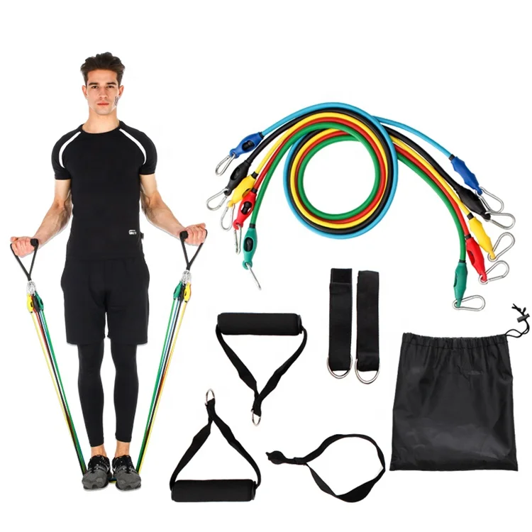 

Quick Delivery Factory Direct Fitness Gym Elastic Pull Ropes Set 11 pcs Resistance Bands, Yellow, red, blue, black, green