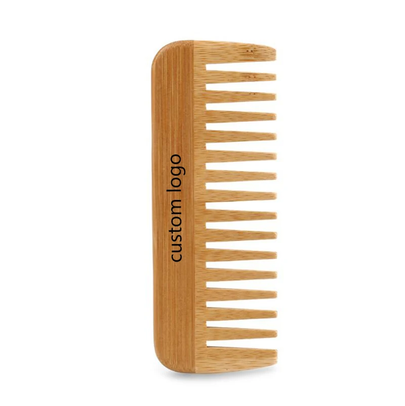 

Customize Logo Personalized Wide Tooth Wood Comb Wholesale Cheap Eco-friendly Bamboo Wooden Detangling Hair Comb for Women