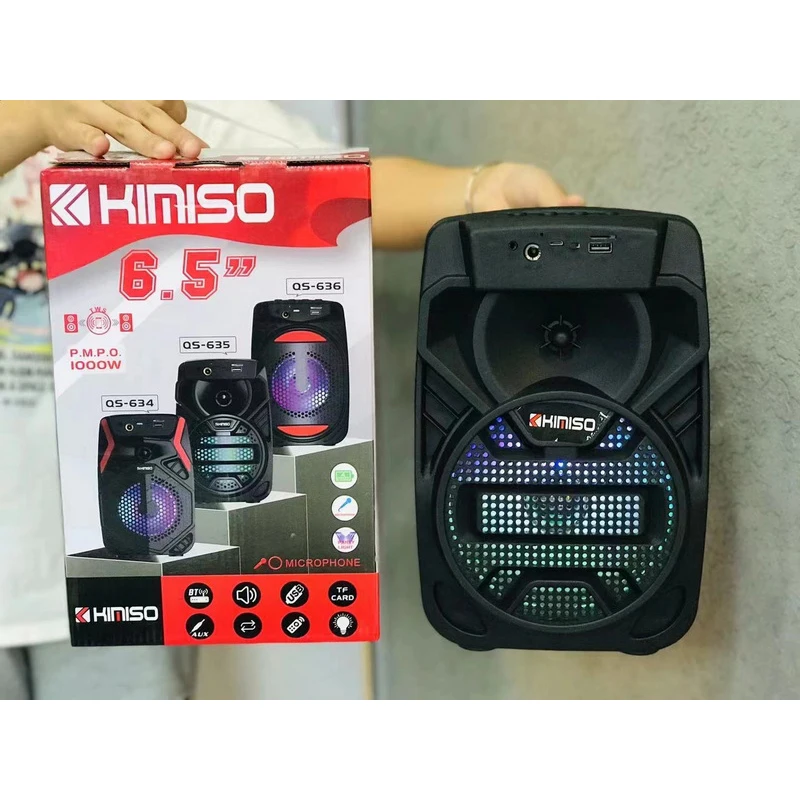 

QS-635 Factory Direct Selling Parlantes KIMISO 6.5 Inch Speaker Small TWS Rechargeable Speaker With Colorful Lights