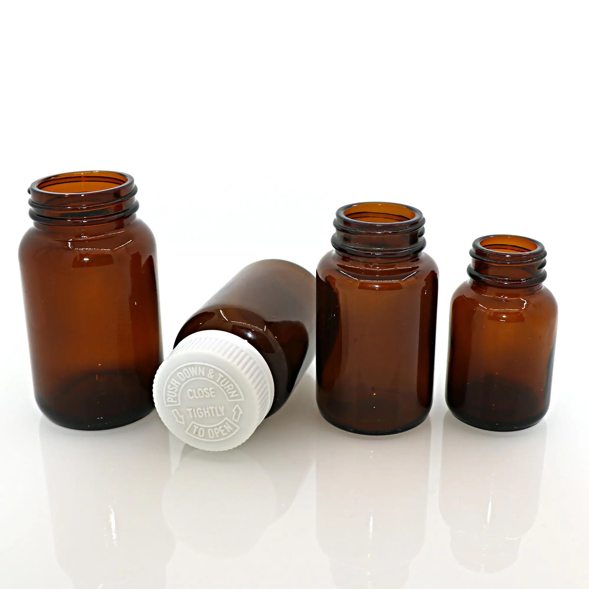 Custom 60ml 75ml 100ml 120ml 150ml Packaging Pill Capsule Glass Amber