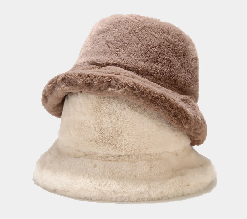 

Free shipping wholesale custom fuzzy plush towel terry warm furry bucket hat winter womens fur bucket hat woman