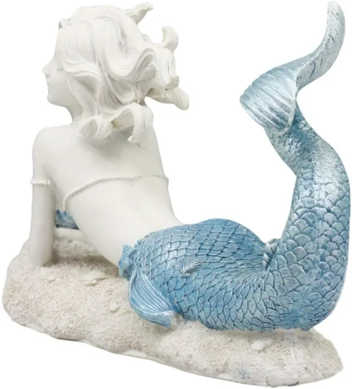 Resin Beautiful Ocean Atlantis Lovesick Mermaid Sitting Statue Decor 8"H 