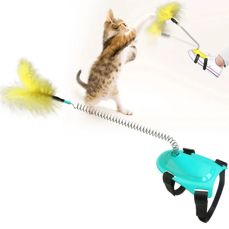 

new pet toys automatic retractable feather cat stick interactive cat toy wholesale