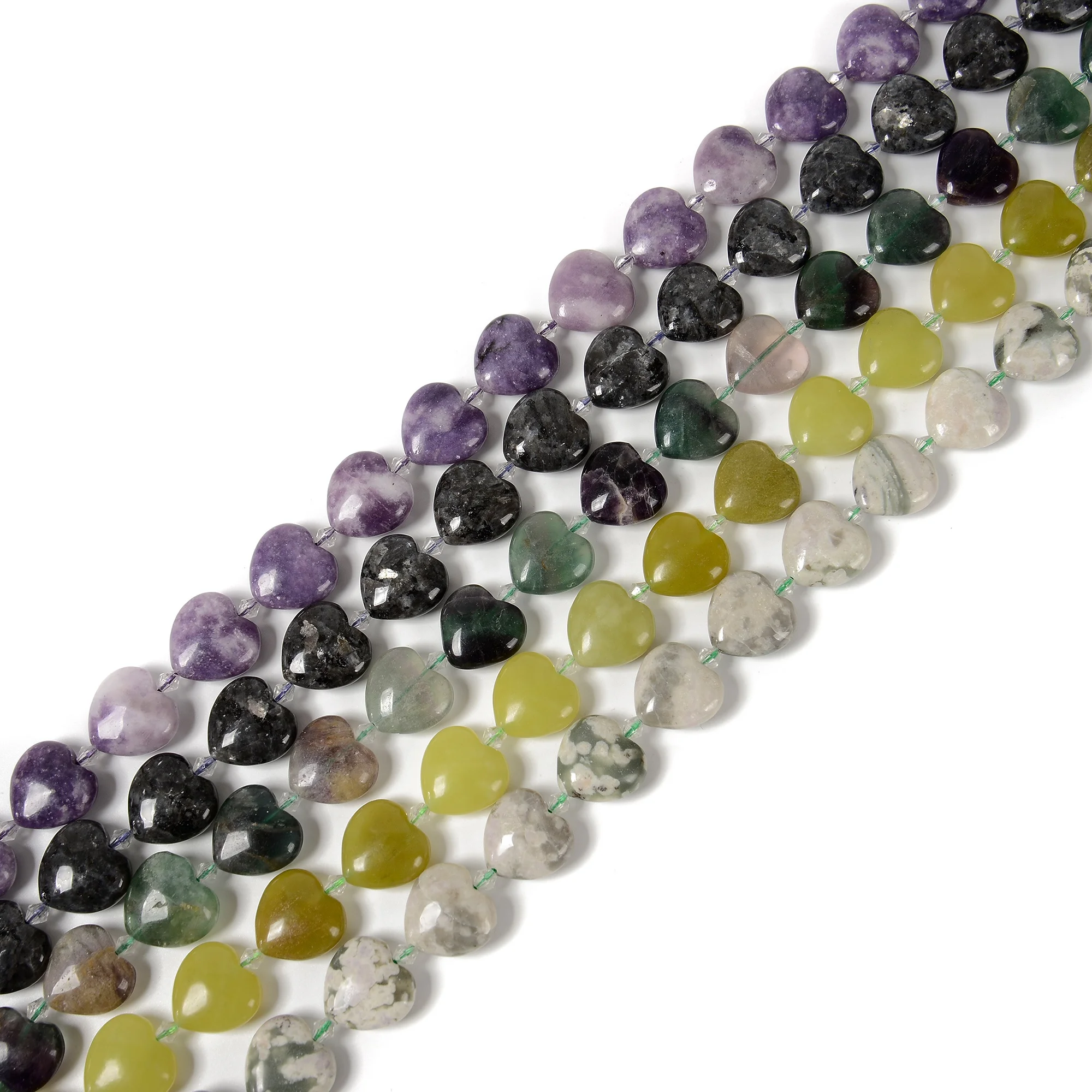 

All Types of Beads 20mm Mix Gemstone Bead Strands Lepidolite Labradorite Fluorite Sodalite Agate Jasper Quartz Heart Shape Beads