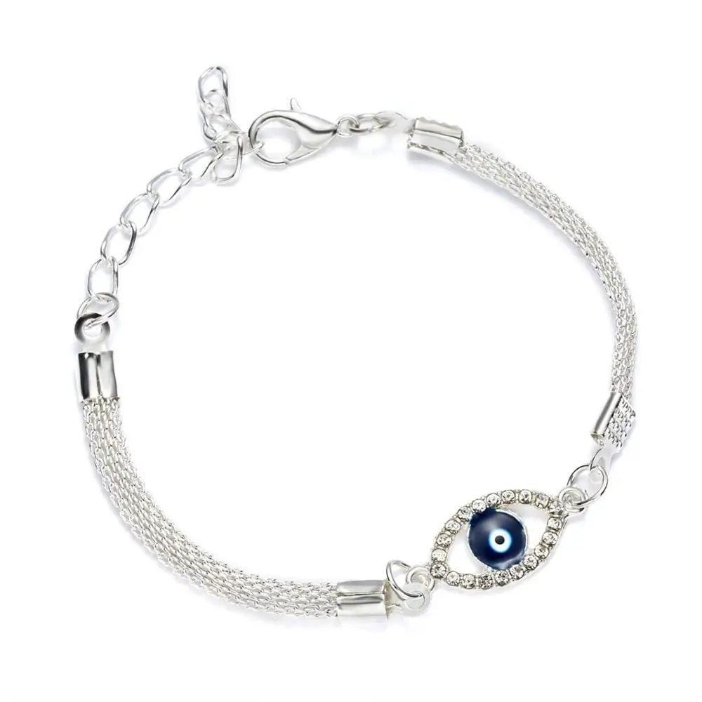 

Trendy Charm 925 Sterling Silver Evil Blue Eyes Starfish Silver Protection Bracelet Jewelry For Women, Photo