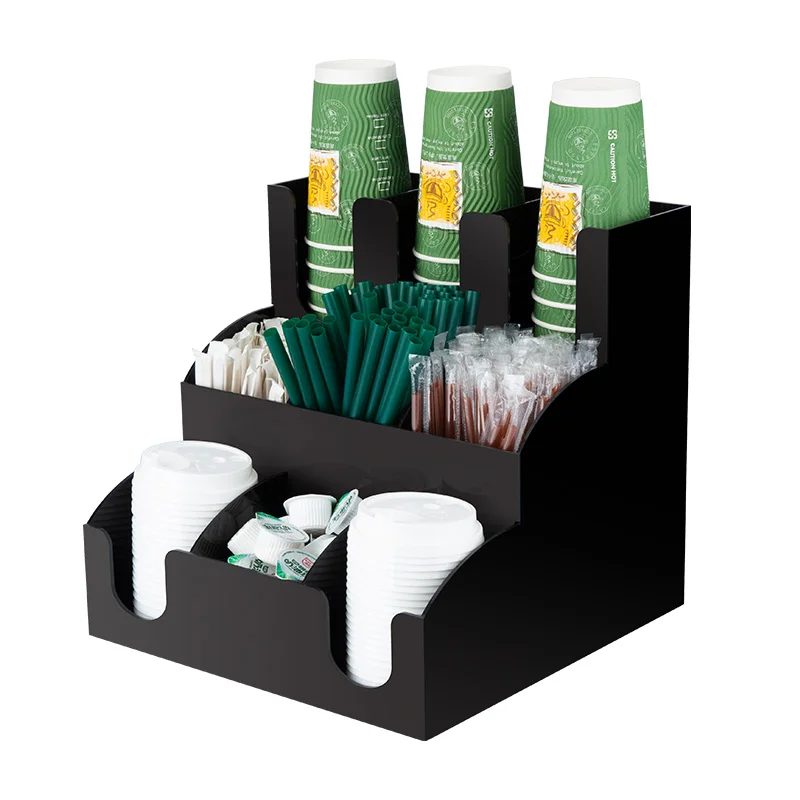 

High quality disposable paper cup holder bar storage rack straw box water cup divider commercial coffee cup holder