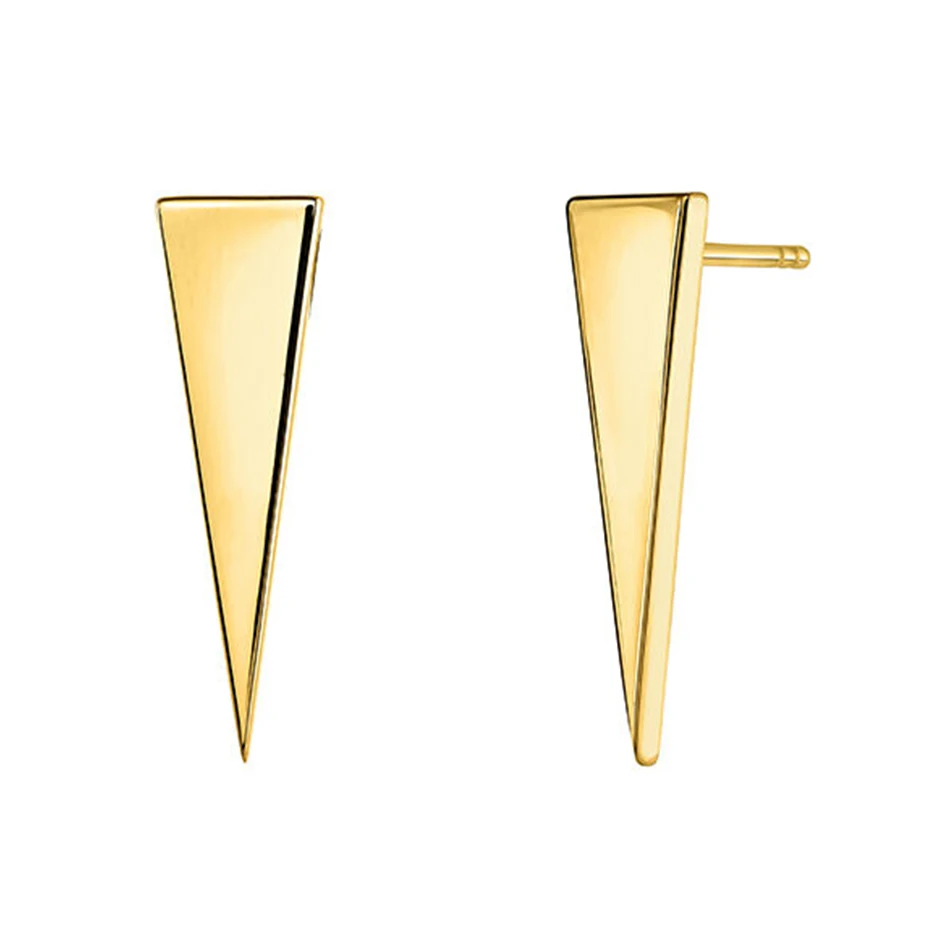 

2020 18k gold vermeil trendy gift jewelry 925 sterling silver high polish simple triang stud earrings for women party