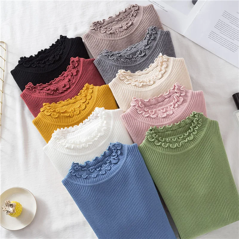 

2020 Autumn New Style Pullover Thread Lace Long Sleeve Slim Pullover Women Sweater