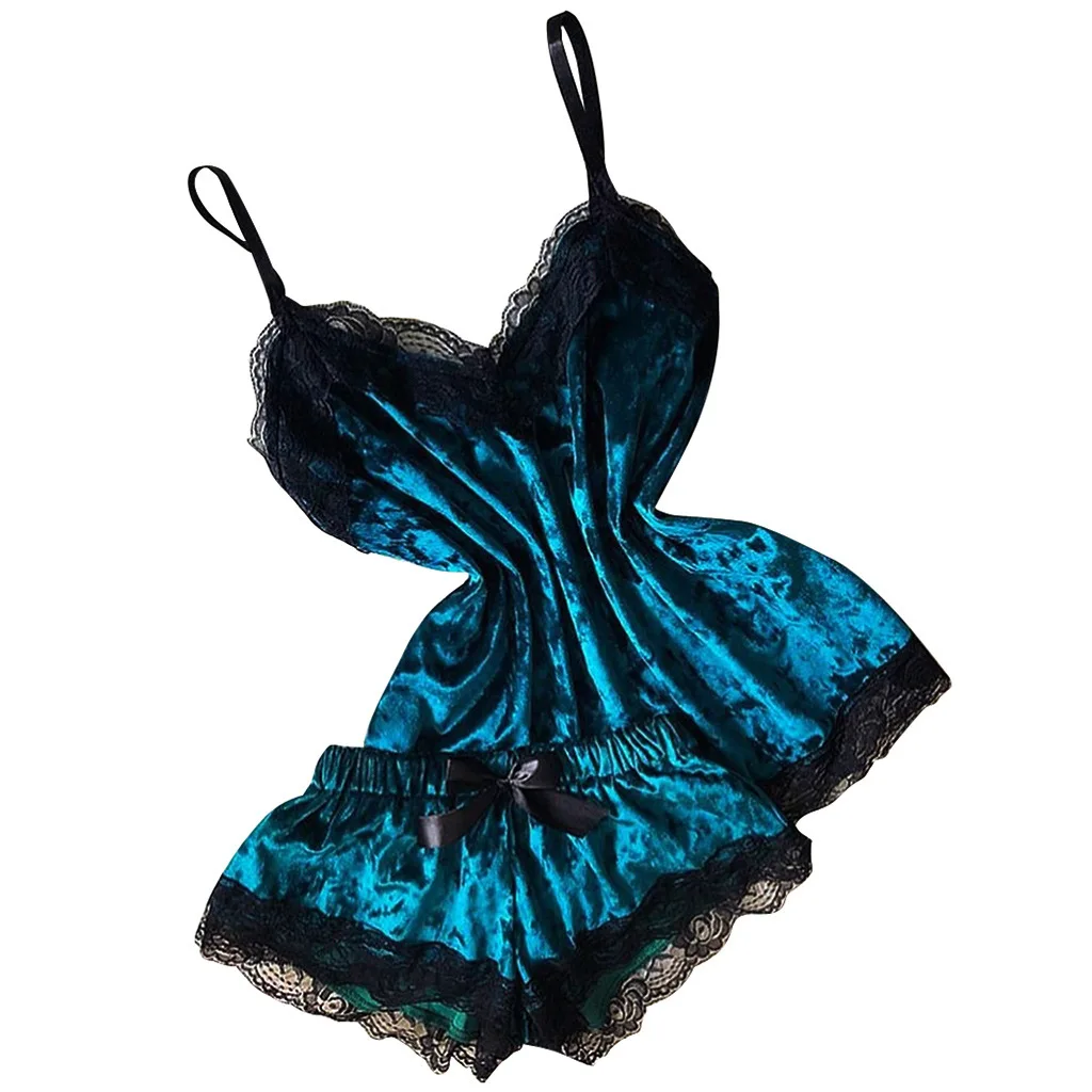 

Sexy women's pajamas with velv New Amazon hot sales lingerie 2021 velvet 2 piece set, Picture shown sexy sleepwear