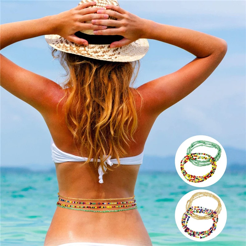 

2021 Summer Sexy Body Chain Beach Waist Chain Glass Seed Bead Waist Bead Woman, Picture