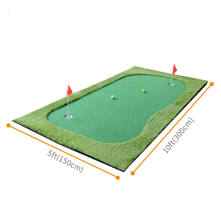 

Simulation Golf Puttin Green Mat Extra Long Rubber Kidney-Shaped Synthetic Grass Golf Putting Carpet for Indoor Outdoor Practice