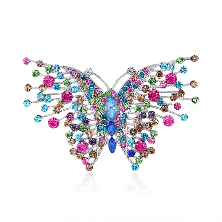 

Color big butterfly diamond elegant woman evening dress brooch jewelry alloy crystal brooch brooch, Picture shows