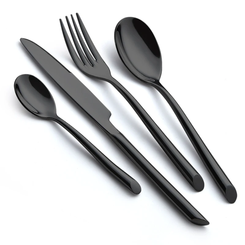 

Luxury Unique design Stainless Steel mirror polish Black Cutlery Set