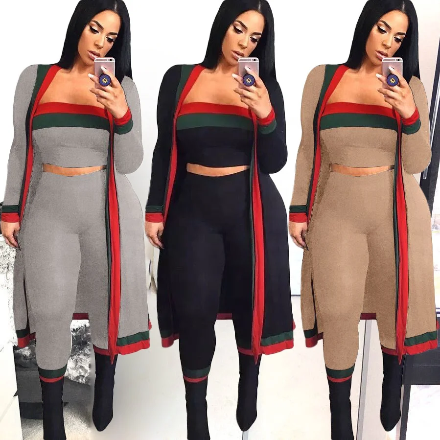 

YD Hot selling two piece pants long sleeve womens outfits fall 3 pcs cardigan sets women fashion clothing
