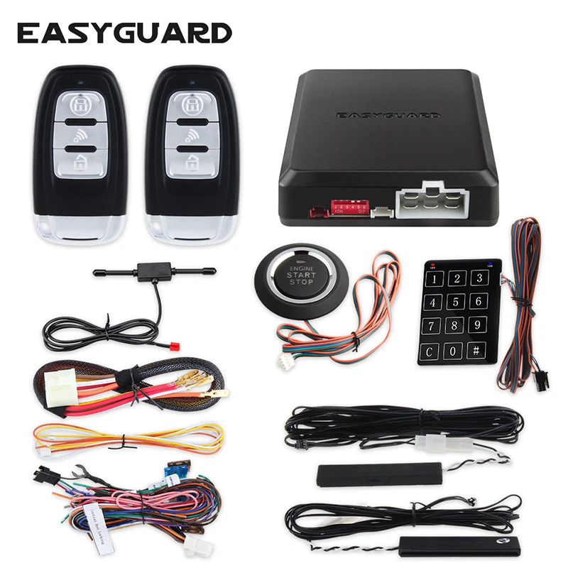 

EASYGUARD EC002 RFID PKE Car Alarm System Passive Keyless Entry touch password entry & remote engine start