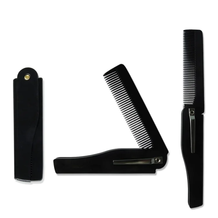 

Wholesale portable plastic folding comb men beard pocket comb, Brown&black