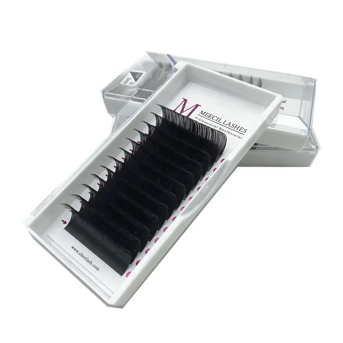 

wholesale premium silk eyelash extensions individual volume eyelashes Private label lash tray, Matte black