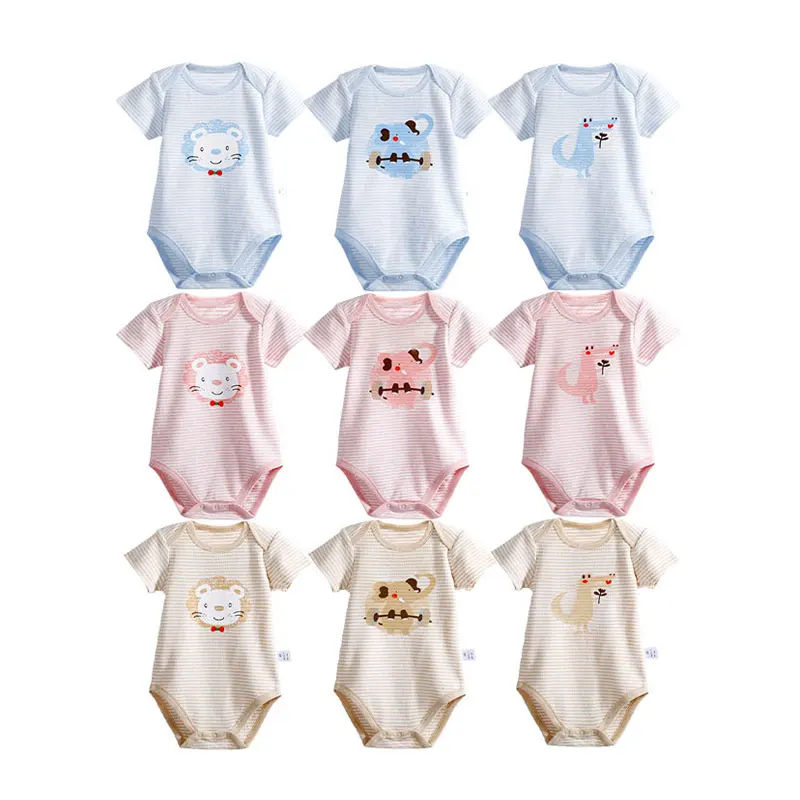 

Infant Short Sleeve Baby Bodysuit, Newborn 5 Pieces Baby Romper Set/