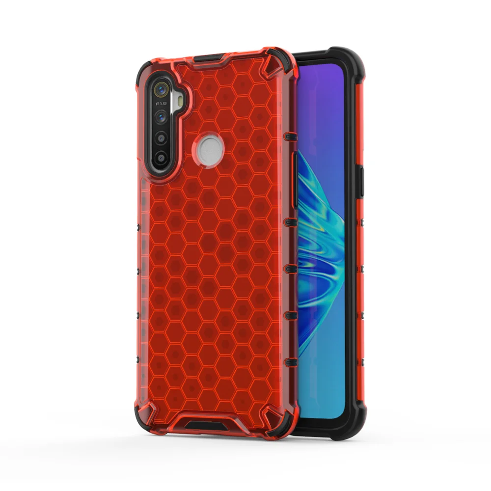 

New Style Hexagonal Pattern Designs TPU PC 2 in 1 Transparent Phone Case For Oppo realme xt x2 Back Cover