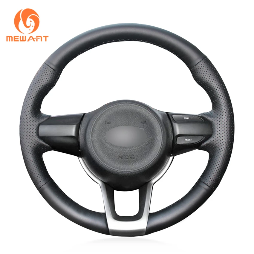 

Custom Hand Sewing Black Artificial Leather Wrap Steering Wheel Cover for Kia Rio K2 Picanto Morning 2017 2018 2019