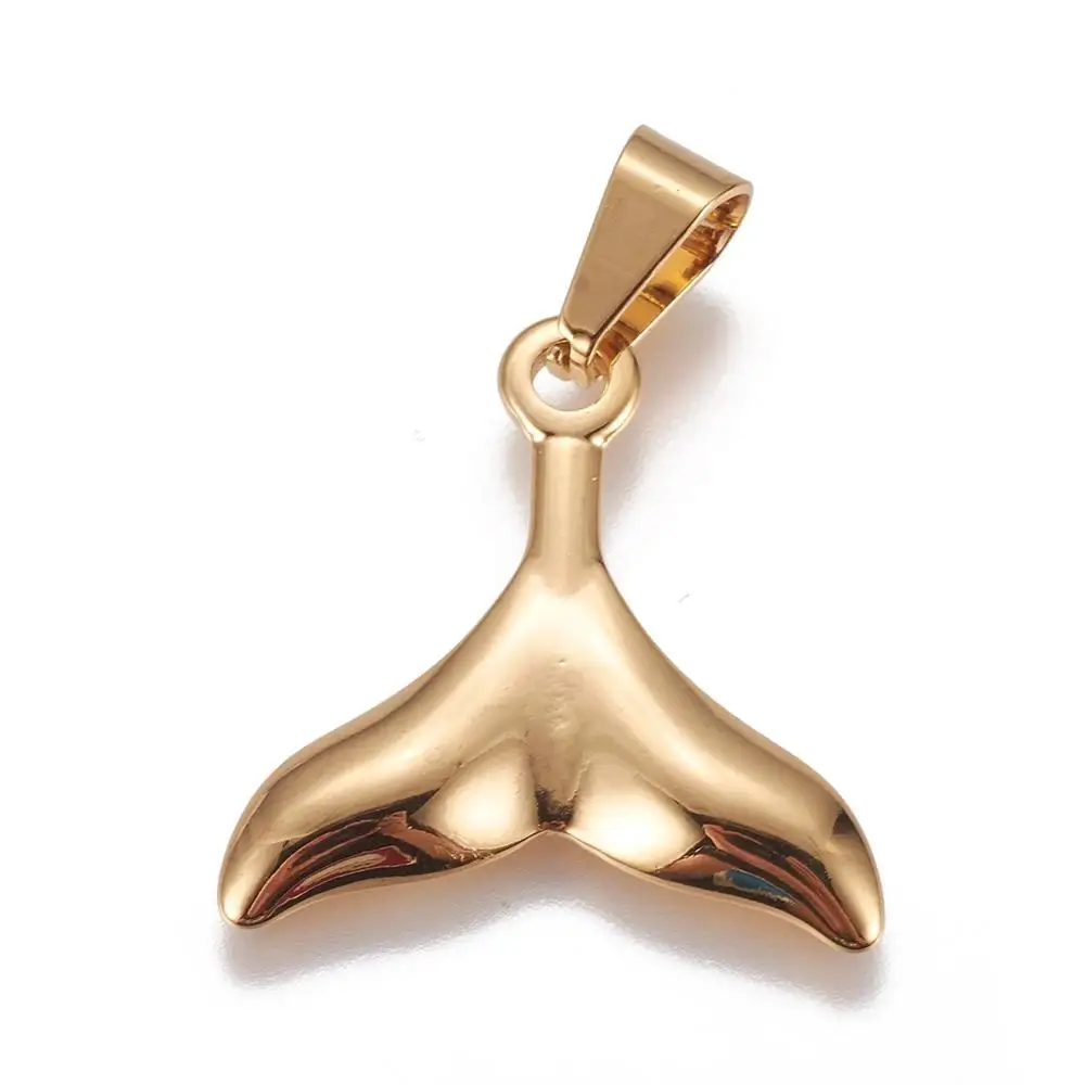 

PandaHall 304 Stainless Steel Whale Tail Golden Necklace Pendants