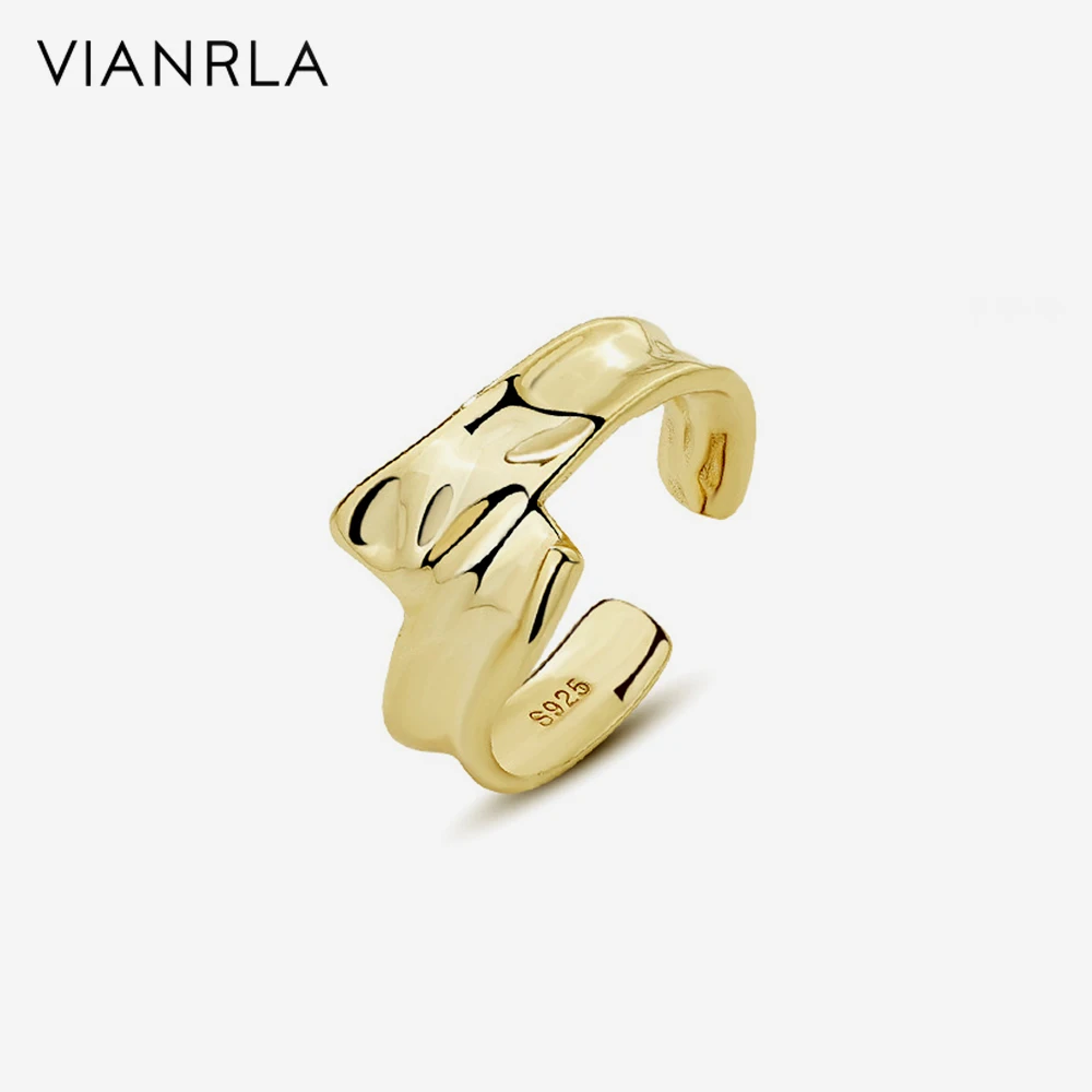 

VIANRLA 925 Sterling Silver Minimalist Irregular Ring Plated 18K Gold Color Adjustable Ring Support Dropshipping Free Laser Logo