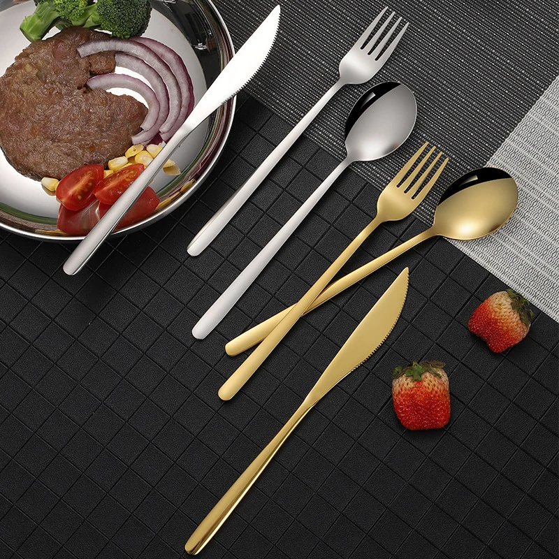 

Custom Three-piece Luxury Dinnerware Sets Gold Cutlery Stainless Steel Gold Flatware Sets Spoon Dinner Set, Silver,gold,golden spray paint