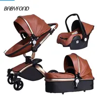 

Wholesale Good Quality 0-3 Years Baby Carriage Luxury Two-way Leather Shock Absorption Folding Pram Baby Stroller 3 in 1