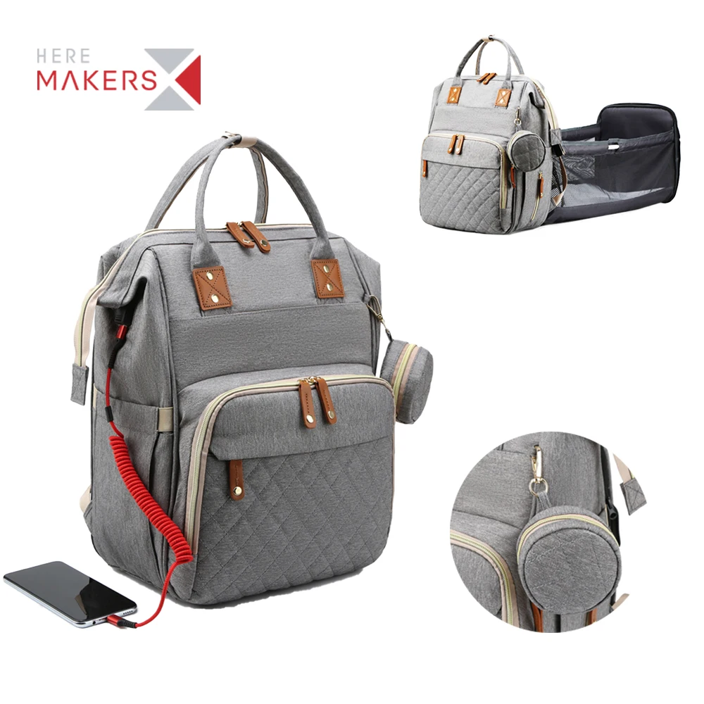 

Factory Custom 3 in 1 Baby Diaper Bags Set Wickeltasche OEM ODM Mommy Nappy Backpack bag Sac a langer with changing station