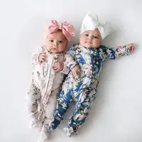 

Newborn Infant Baby Girls Rompers Long Sleeve Ruffles Floral Dot Romper Jumpsuit+Headband Autumn Outfit Set