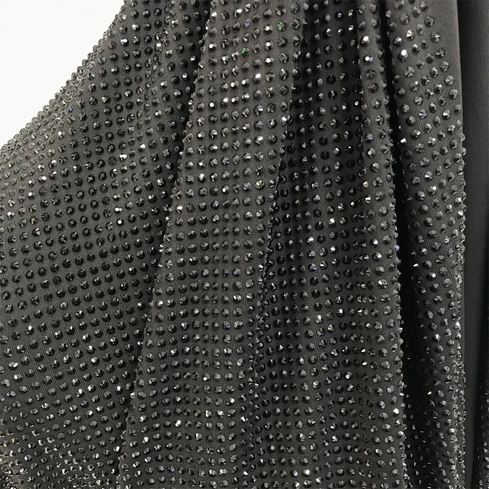 

va135 Sexy SS10 diamond 1*1.5meter bling rhinestone mesh fabric stretchy crystal fabric for dress