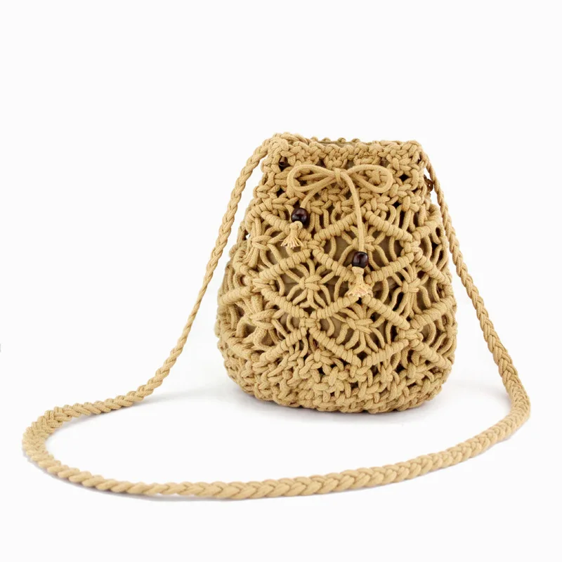 

Fashion Lady Macrame Shoulder Bags Woven Crochet Purse Bag Handmade Cotton Rope Crossbody Hand Bag, Multi color