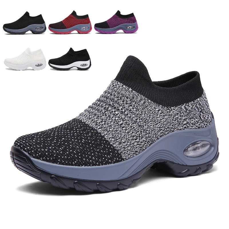 

2020 Wholesale Womens Running Shoes Slip On Mesh Fashion Lady Sneakers Platform Sport Sock Shoes Women Shoes