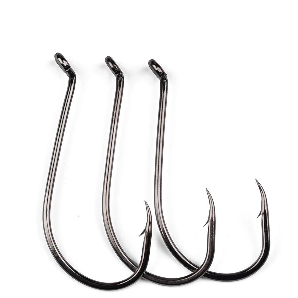 

1-8# 100pcs/bag Sea Fishing Hook 100PCS/bag High Carbon Steel Fishhooks barbed Hook Bait Fish hooks, Black