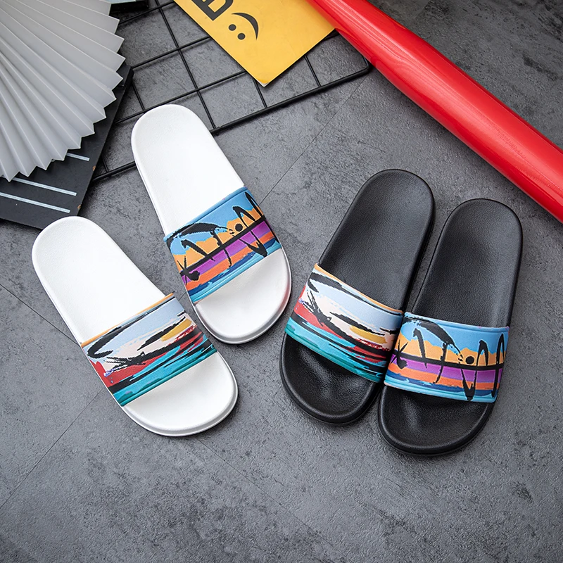 

Drop shipping soft PVC slipper for ladies slide footwear brand plastic shower bathroom plastic slipper seaside, Black white