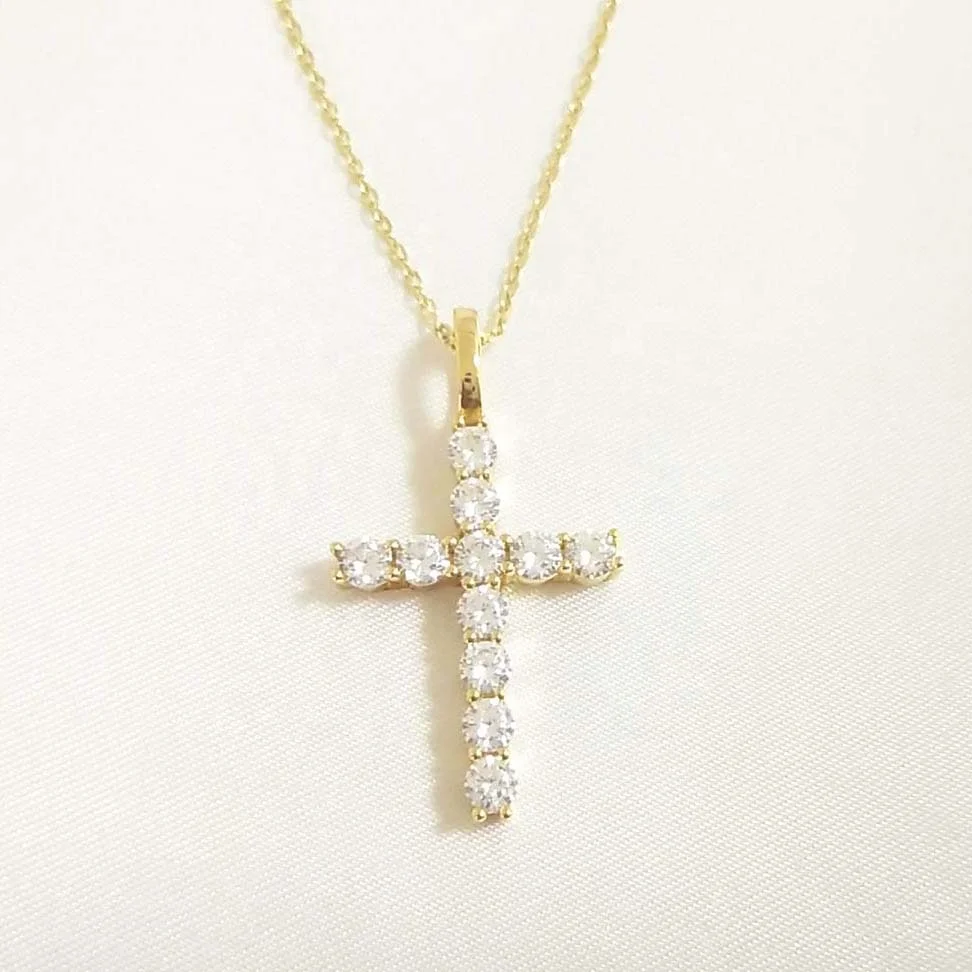 

LOZRUNVE Fashionable Theme Cross Pendant Chain Gold Necklace Jewelries 925 Silver