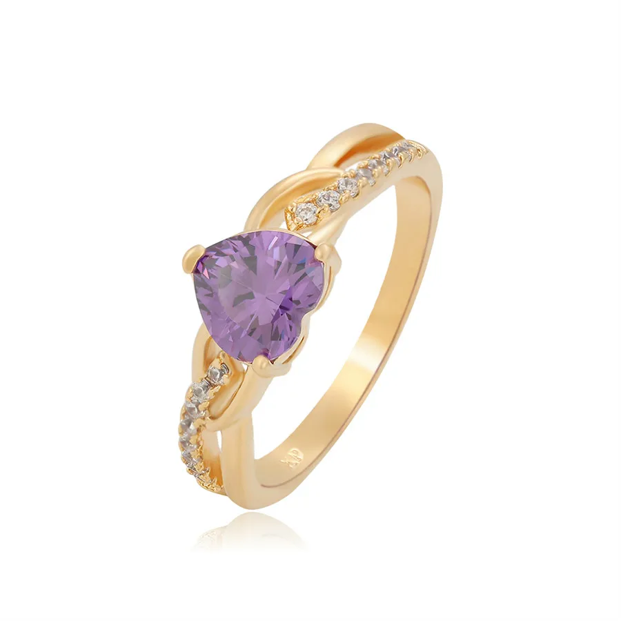 

A00713554 Xuping Jewelry Fashion and Elegant Heart-shaped Purple Set with Diamond 18K Gold Environment-friendly Copper Ring