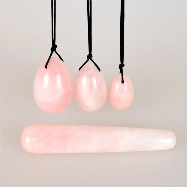 
nephrite crystal natural jade yoni egg 3pc one Set rose quartz Yoni Eggs for women 