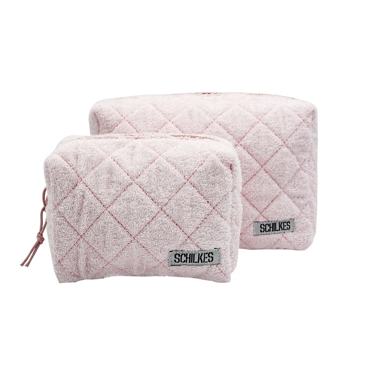 

Hot Sale Eco friendly RPET terry cloth makeup bags sustainable towel cosmetic pouch for women, Customized color