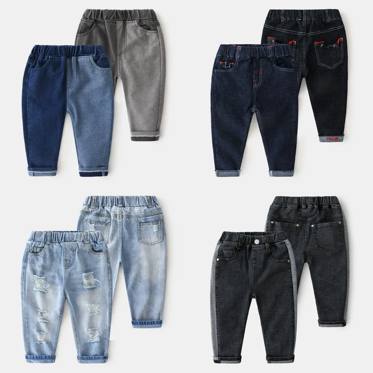 

High Quality Vintage Stretch Legging Denim Pants Kids Jeans Blue Black Kids Boys jeans Baby Toddler Jeans Trousers