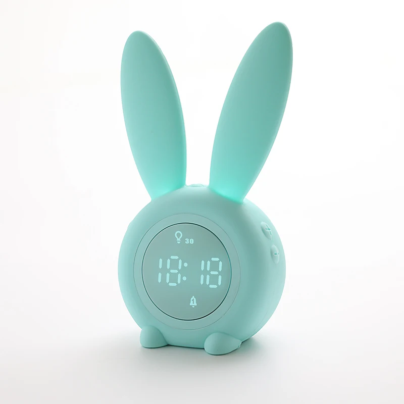 

Creative Bunny Timing Desk & Table Alarm Clock With Soft Led Rabbit Night Light, Blue green pink