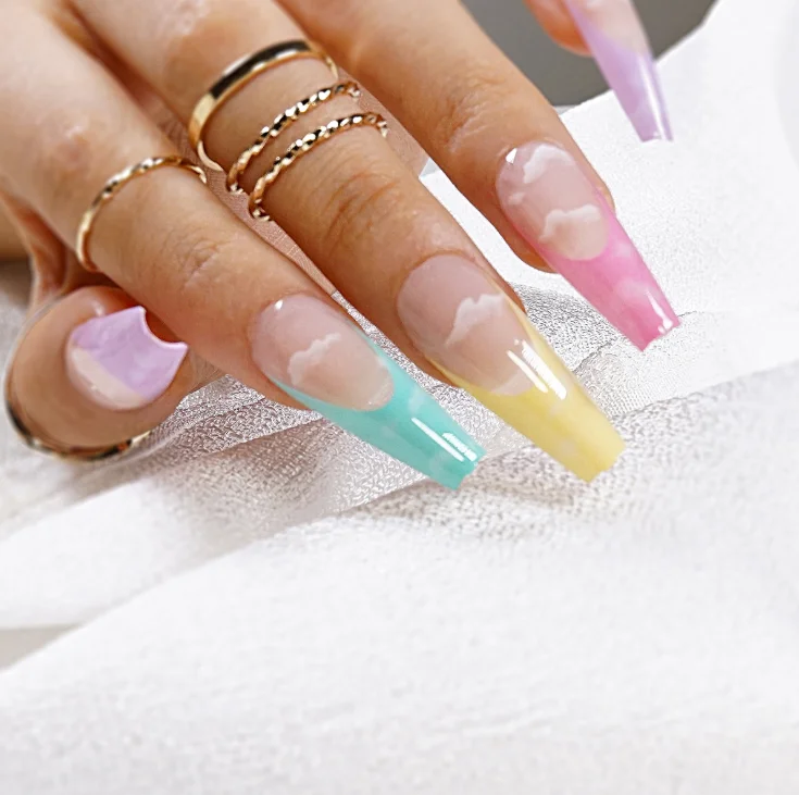 

cloud French Fakes Nails press on nails multicolour Artificial nails, Nude