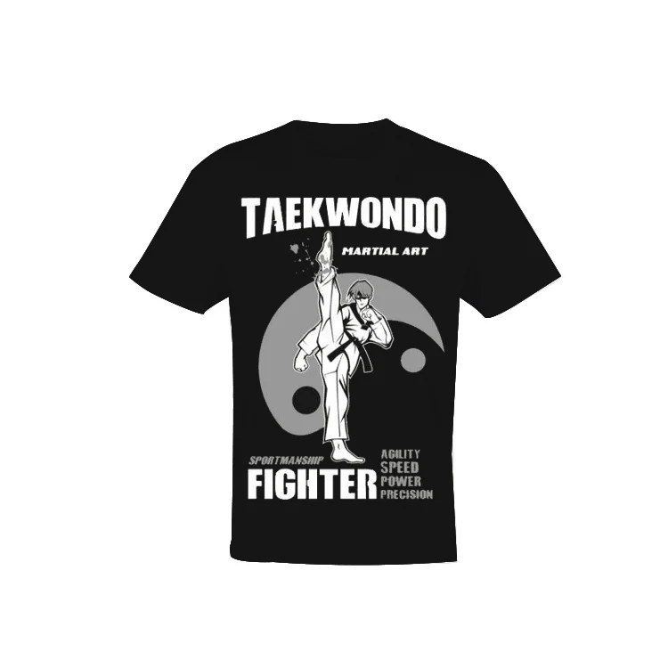 

Custom made martial arts taekwondo T shirt, Black, gray, green, navy, red, yellow