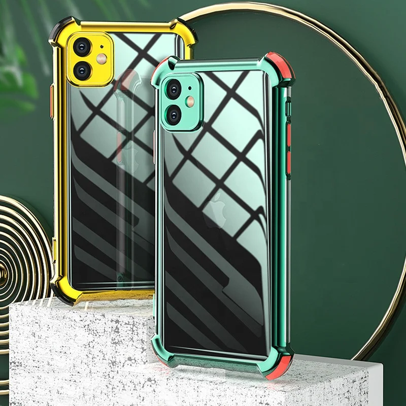 

New Plating Airbag Case For iPhone 12 Pro Max Mini X XR XS Max Camera Protection Case for iPhone 11 Pro Max 8 7 TPU Back Cover