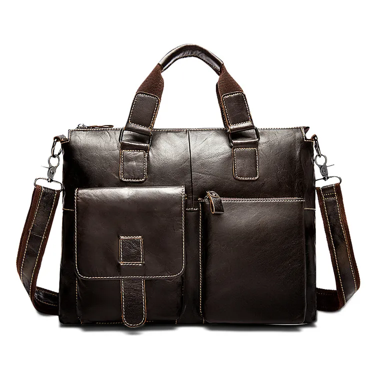 

Custom Briefcase Men Laptop Computer Bag Mens Genuine Leather Shoulder Bag 260, Black,dark coffee,light coffee